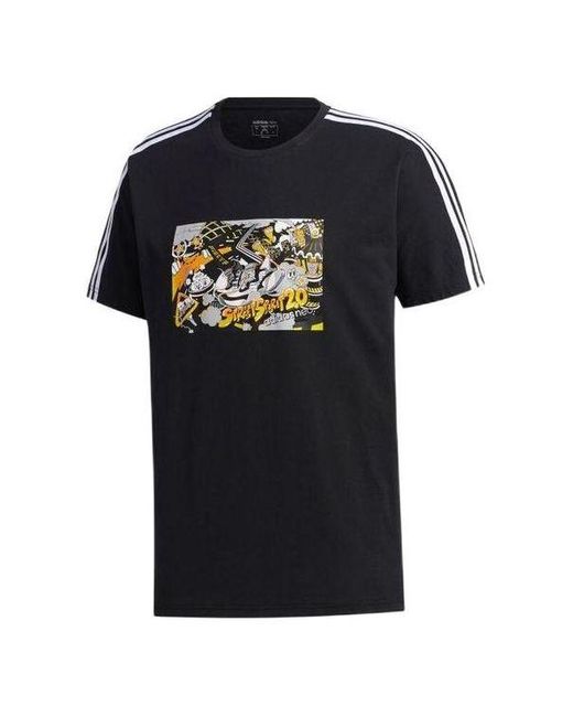 Adidas Black Neo Casual Breathable Sports Stripe Printing Short Sleeve T-Shirt for men