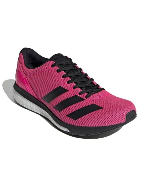 Adidas Pink Adizero Boston 8 Wide 'Shock' for men