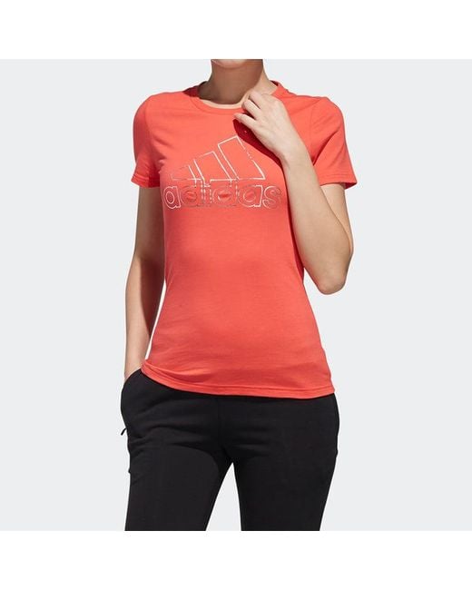Adidas Pink (Wmns) Sports Stylish Pullover Round Neck Short Sleeve