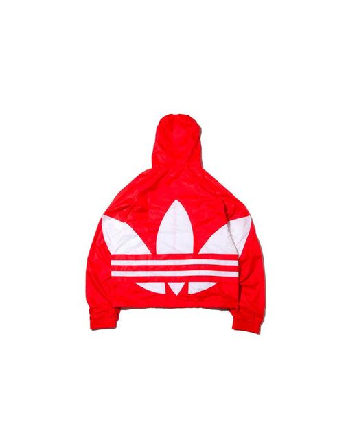 Adidas Red Originals Big Trefoil Stripe Large Logo Hooded Casual Jacket for men