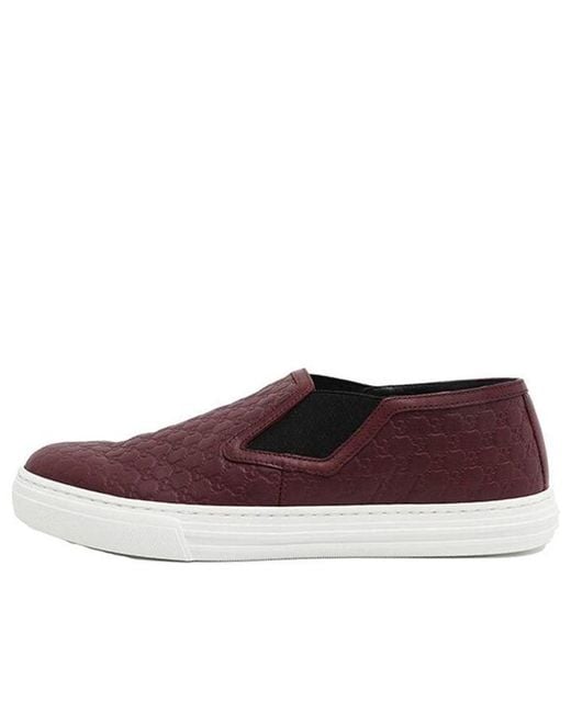 Gucci Red Microssima Pattern Leather Slip On 'Strong' for men