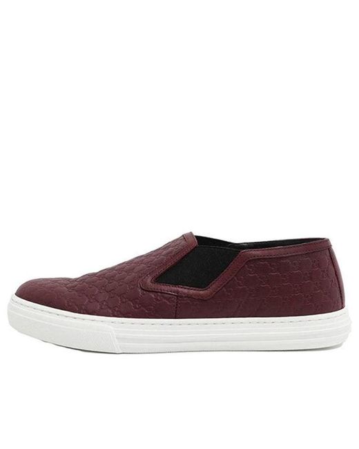 Gucci Red Microssima Pattern Leather Slip On 'Strong' for men
