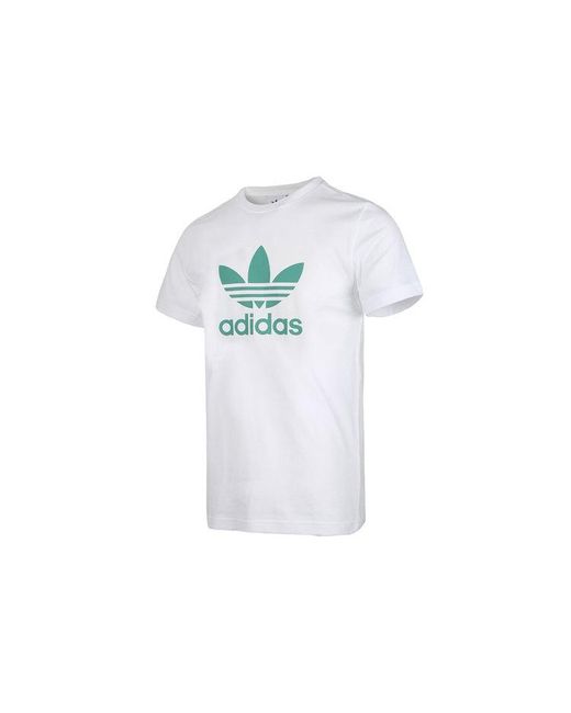 Adidas White Originals Trefoil Alphabet Logo Round Neck Short Sleeve for men