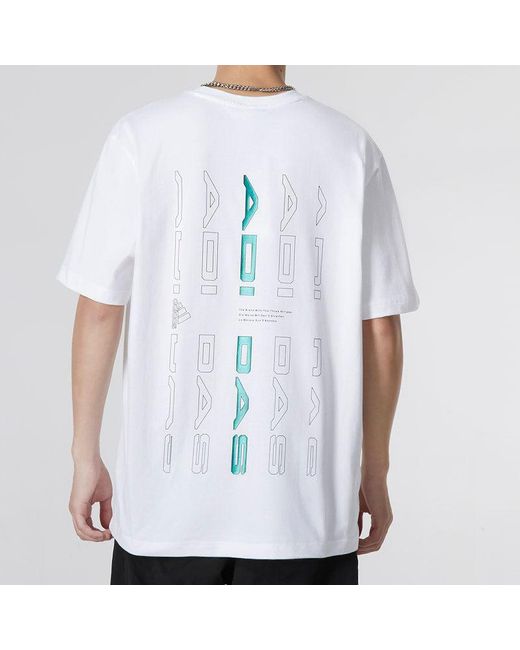 Adidas White U Jf Ss Tee 2 Logo Athleisure Casual Sports Round Neck Short Sleeve T-Shirt for men