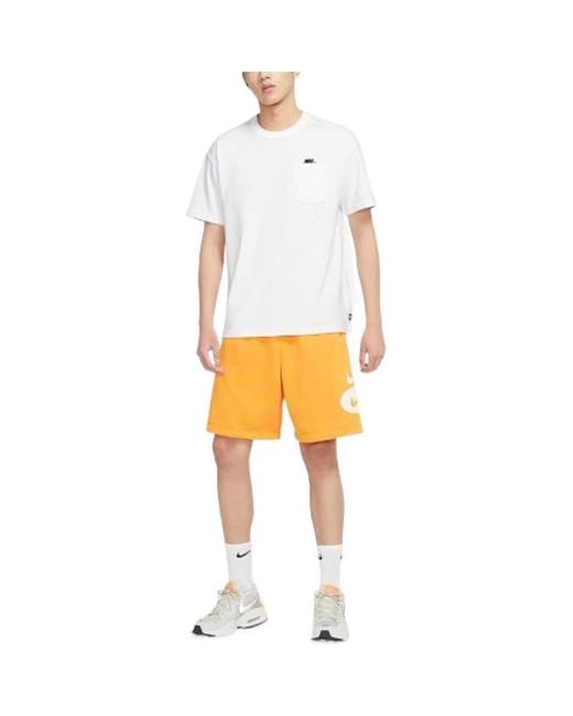 Nike White Solid Color Pocket Round Neck Loose Short Sleeve for men