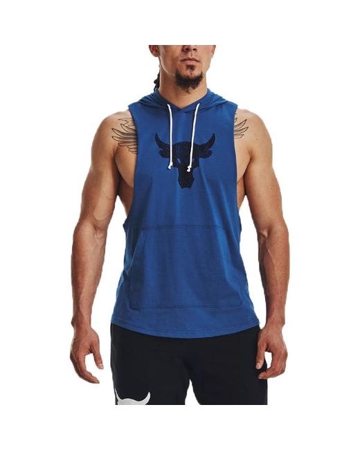 Under Armour Blue Project Rock Bsr Bull Sleeveless Hoodie for men