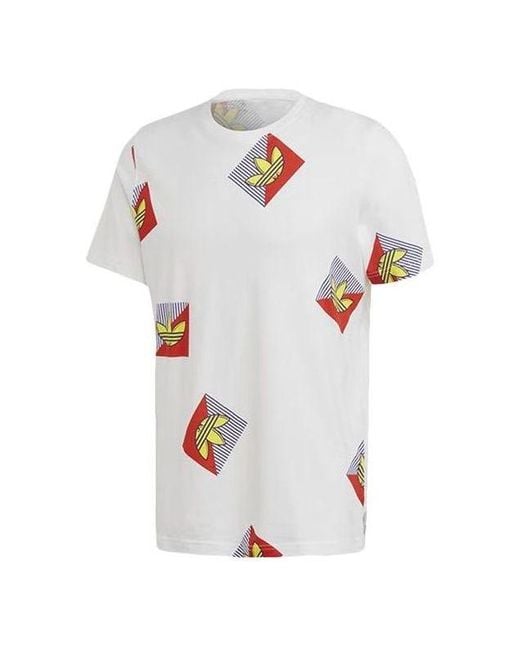 Adidas White Originals Allover Print Diagonal Graphic T-Shirt for men