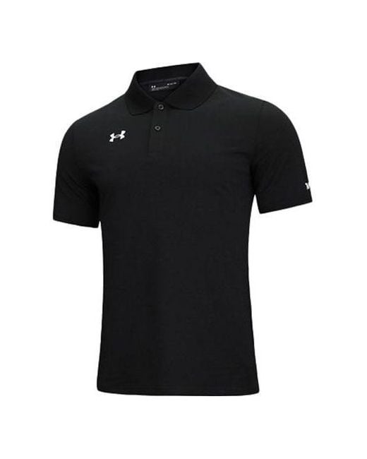 Under Armour Black Sports Lapel Training Short Sleeve Polo Shirt for men