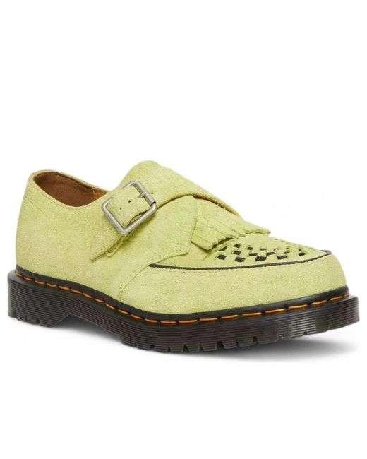 Dr. Martens Yellow Ramsey Suede Kiltie Buckle Creepers 'Lime' for men