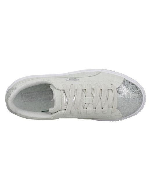 PUMA White (Wmns) Basket Platform 'Peppermint'
