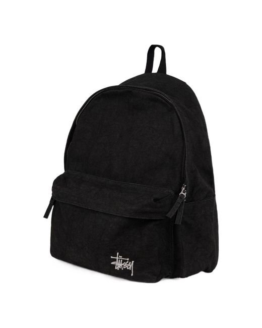 Stussy Black Canvas Backpack for men