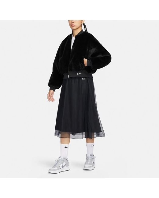Nike Black (Wmns) Sportswear Reversible Faux Fur Bomber Jacket