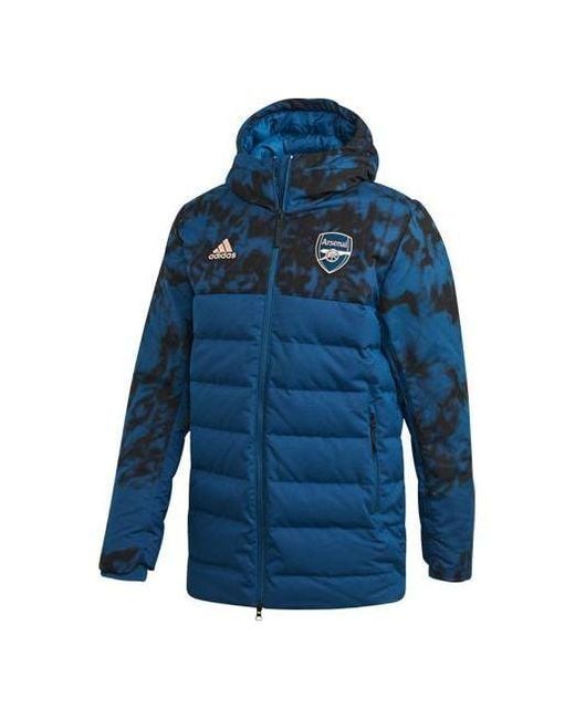Adidas Blue Arsenal Soccer/Football Sports Hooded Down Jacket for men
