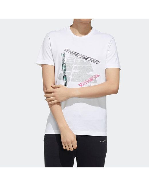 Adidas White Neo M Fsves Printing Short Sleeve for men