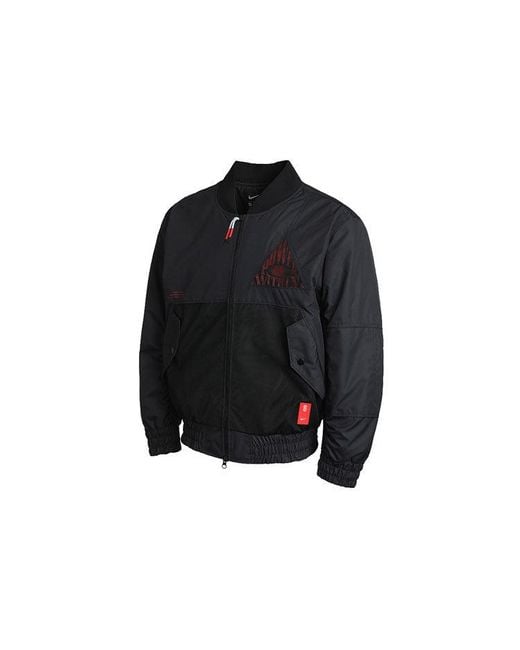 Nike Blue Kyrie Basketball Sports Mesh Patchwork Print Pattern Woven Baseball Padded Jacket for men