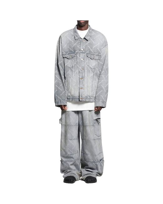 Balenciaga Gray Bal Diagonal Allover Cargo Pants 'Light' for men