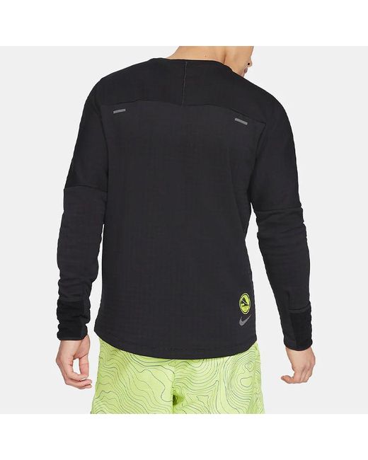 Nike Black Sphere Element Sports Running Printing Pattern Round Neck Long Sleeves for men