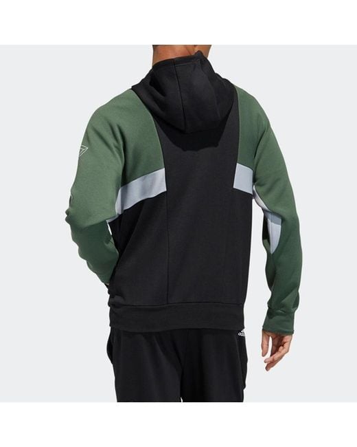 Adidas Green Ub Tt Deco Casual Sports Colorblock Knit Hooded Jacket for men