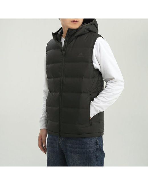 Adidas Gray Helionic Vest Stay Warm Hooded Down Vest for men