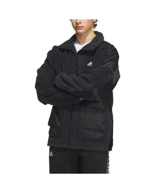 Adidas Black Warding Oversized Boa Full-Zip Jacket (Gender Neutral) for men