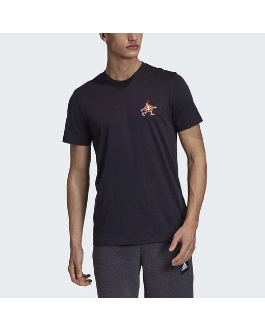 Adidas Blue 8-Bit Platform Back Printing Sports Round Neck Short Sleeve for men
