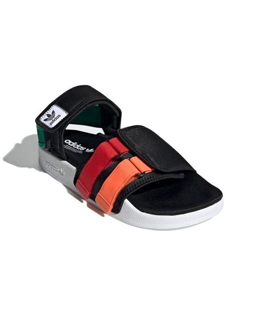 Adidas Black Adilette Sandal 4.0 Scarlet True'