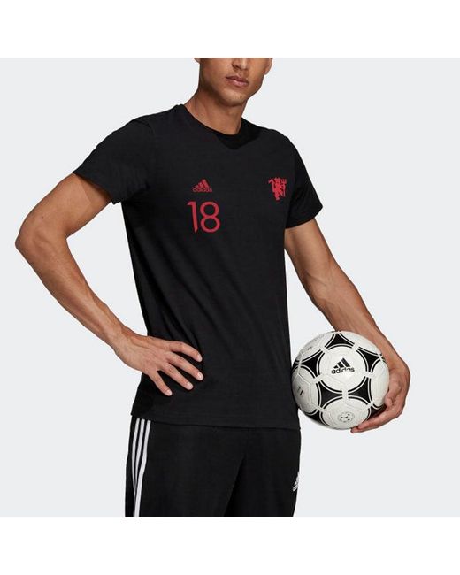 Adidas Black Mufc Gfx T 10 Manchester United Soccer/Football Sports Short Sleeve Ic1440 for men