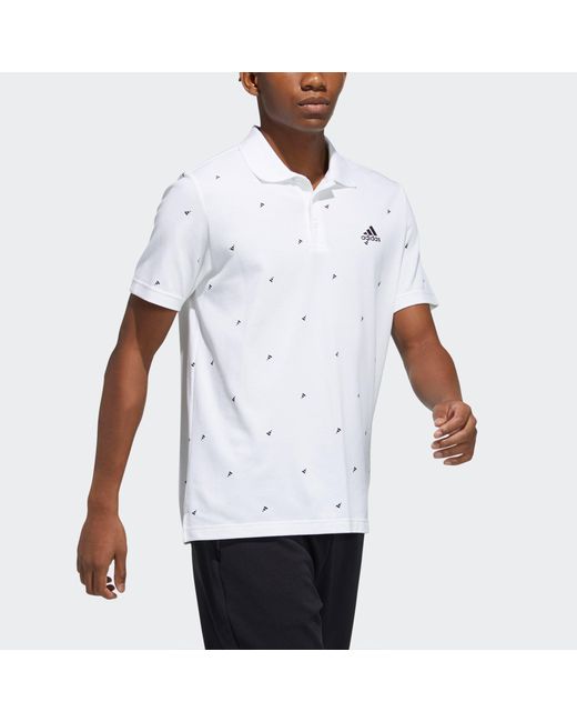 Adidas White Fi Polo Aop Logo Printing Training Sports Short Sleeve Polo Shirt for men