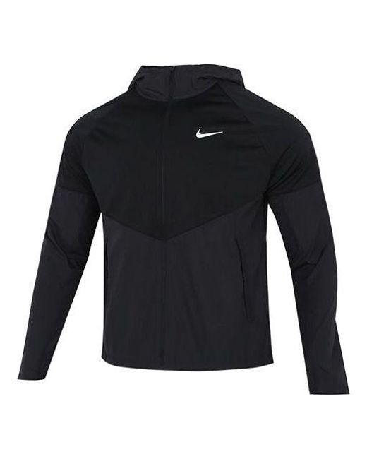 Nike Blue M Nk Tf Turf Rpl Miler Jacket Hooded Cardigan Zipper Windproof Splicing for men