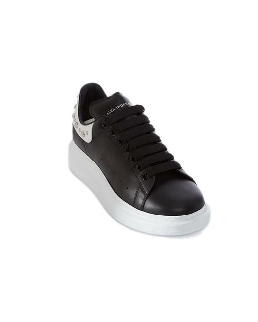 McQueen Black Oversized Studded Leather Sneakers for men
