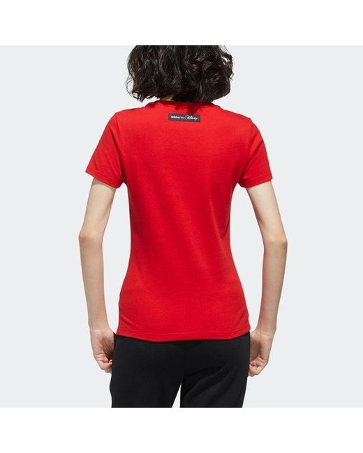 Adidas Red (Wmns) Neo X Disney Mickey Mouse Crossover Casual Sports Round Neck Short Sleeve