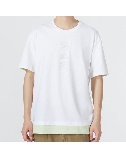 Adidas White Colorblock Athleisure Casual Sports Short Sleeve T-Shirt for men