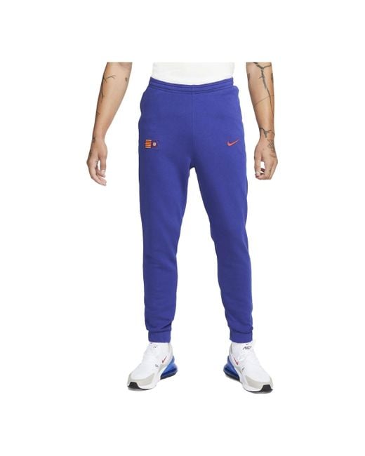 Nike Blue Fc Barcelona Fleece Joggers Pants for men