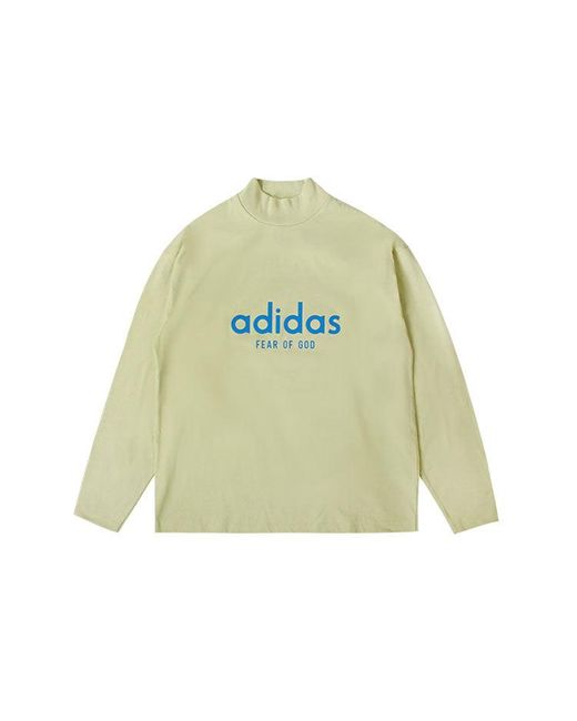 Adidas Green X Fear Of God Crossover Alphabet Logo Round Neck Long Sleeves Autumn T-shirt for men