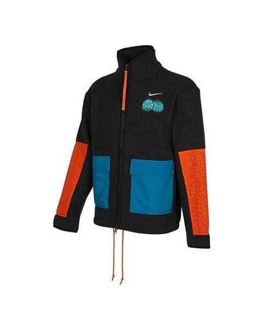 Nike Blue Cny Chinese New Year's Edition Contrast Color Stitching Loose Logo Sports Stand Collar Jacket for men