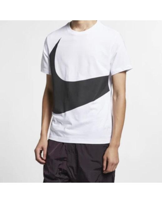 Nike Black Sportswear Big Swoosh Tee Large Casual Sports Short Sleeve for men