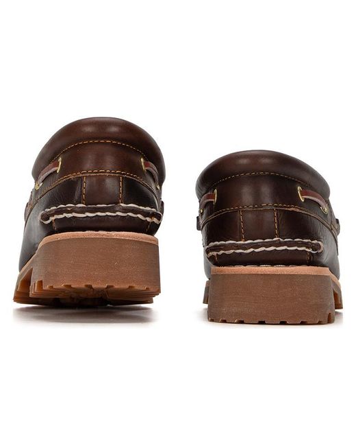 Timberland Brown 3-Eye Lug Handsewn Boat Shoe for men