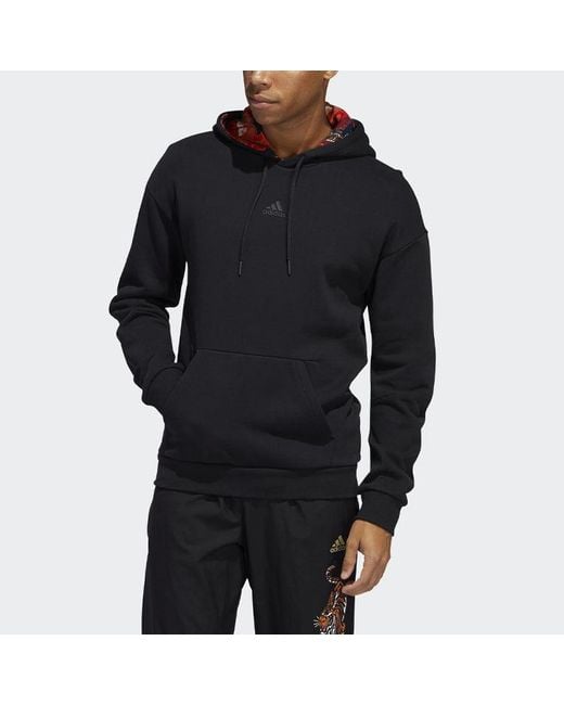 Adidas Black Graphic Hooded Sweatshirt Gg0775 for men