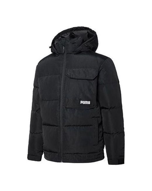 PUMA Black Hoodie Loose Down Jacket for men