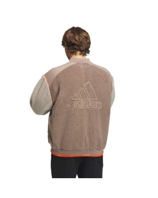 Adidas Brown Fleece Collegiate Padded Jacket for men