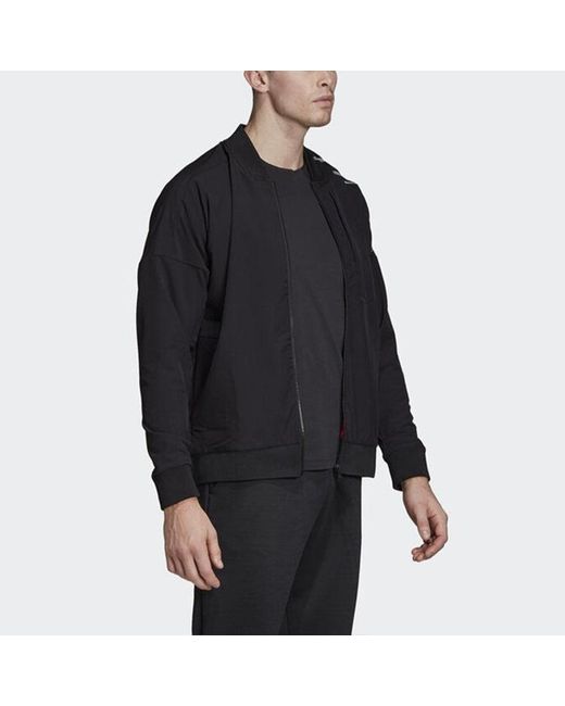 Adidas Blue Zne Bmbr Wvn Sports Stand Collar Jacket for men