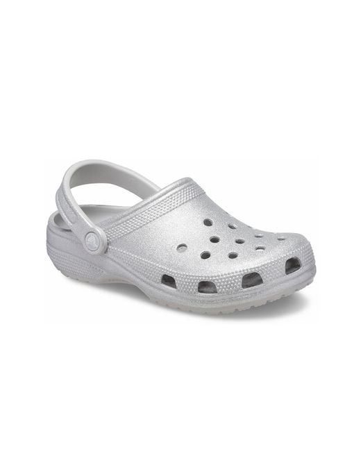 CROCSTM White Classic Glitter Clogs