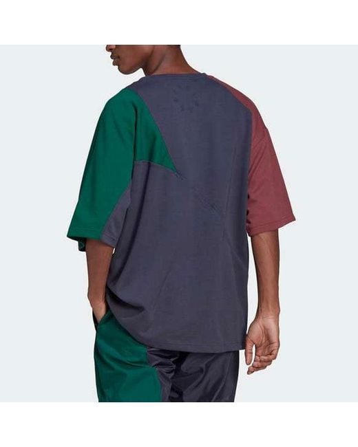 Adidas Blue Originals Bld Cb Tee Colorblock Round Neck Splicing Sports Short Sleeve for men