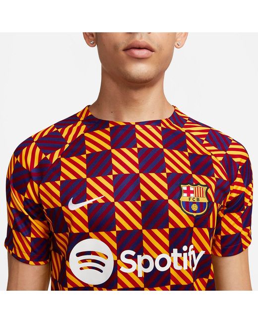 Nike Red Barcelona Fc Pre Match Soccer Jersey for men