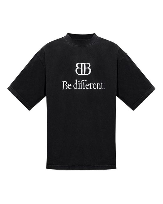 Balenciaga Black Bb Be Different T-Shirt Medium Fit for men