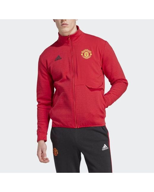 Adidas Red Manchester United Anthem Jacket 2023 2024 Adults for men