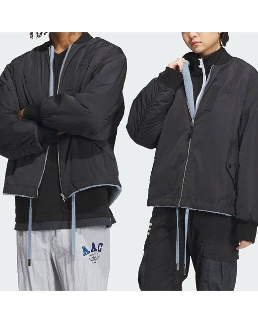 Adidas Black Reverse Sherpa Jackets for men