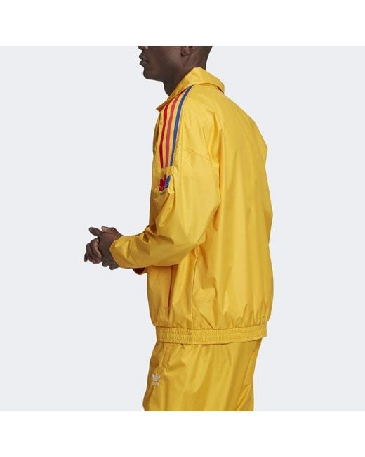 Adidas Yellow Originals Side Stripe Zipper Casual Sports Jacket for men