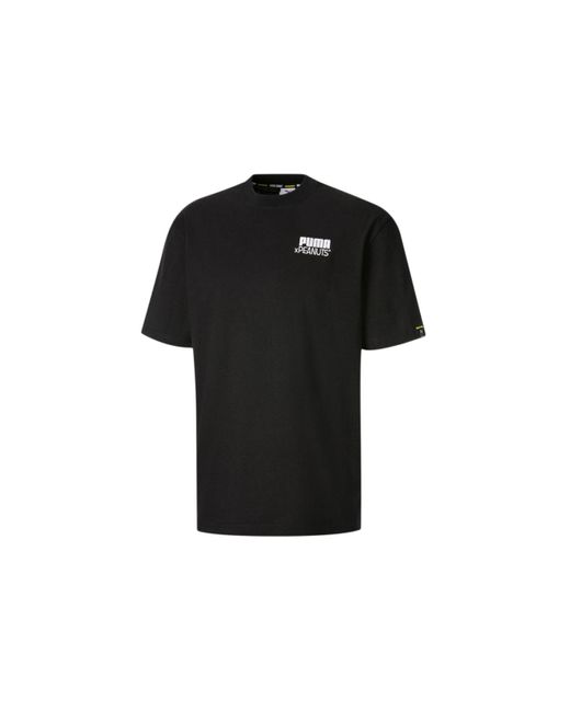 PUMA Black X Peanuts Crossover Cartoon Pattern Printing Sports Short Sleeve for men