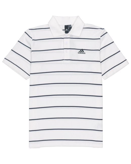 Adidas White Stripe Small Label Athleisure Casual Sports Short Sleeve Polo Shirt for men